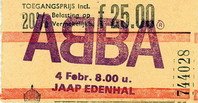 Origineel kaartje voor het ABBA concert in de Jaap Edenhal