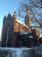 Prachtige foto van de St Laurentiuskerk in Heemskerk met de eerste sneeuw van dit jaar 17 januari 2016 (foto van Donna Andereas uit Heemskerk)