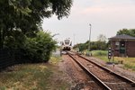 Arriva trein komt aan in Bad Nieuweschans vanuit Duitsland 7 juli 2015